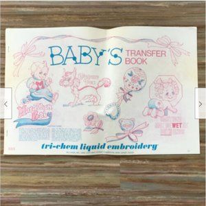 Vtg Baby's Transfer Book Tri-Chem Liquid Embroidery Iron-On Patterns #0515